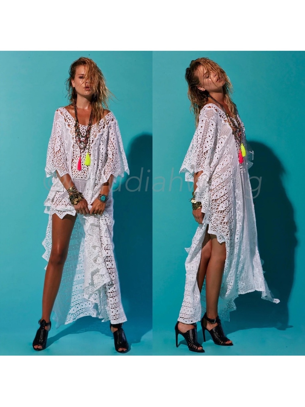 Jen's Pirate Booty White Crochet High-Low Coverup Dress
